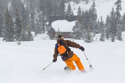 Finishing a great descent right to Janet's Hut.