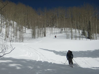 Taking the aspen shortcut down from the hut