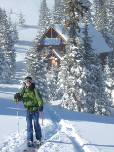 Headed out for some tree skiing.