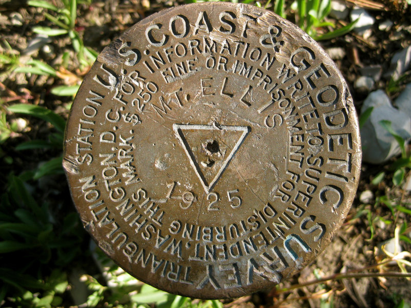 Mount Ellis summit survey marker.