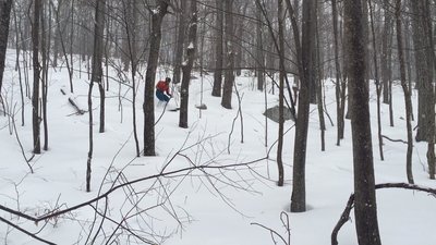 Skiing the first pitch of Gertrude's Nose Direct