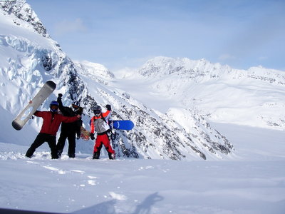 Sled bumps at Worthington Glacier with Mike and Ryan.