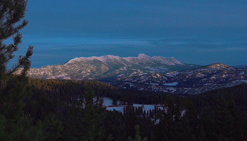 The Bridger Mountain Range at sunrise.