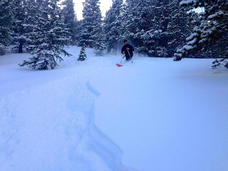 Skiing the trees just north of the Chute. Like I said, this place gets DEEP and holds snow long after the last storm.