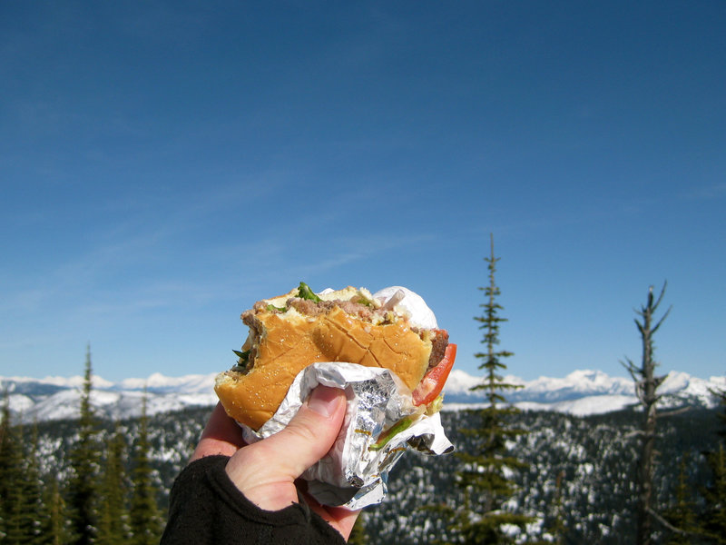 The view from the proper summit of the Big Mountain is enhanced when enjoyed alongside a fresh cheeseburger from the Summit House.