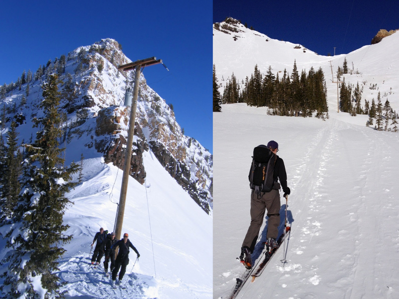 (left) top of Cardiff Pass (right) heading up