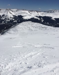 View down the bowel, East ridge on the right. This is looking down at the false summit.