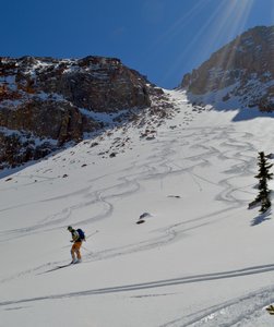 Skiing the lower half of The Chimney.