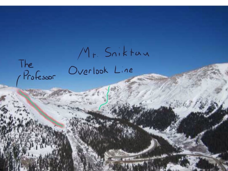 Mount Sniktau Overllok Line from A-Basin.  The Prof shown for reference.