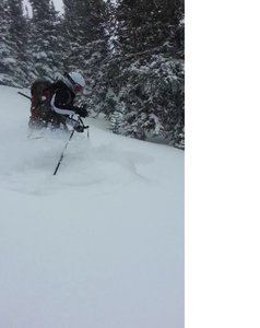 Swimming through snow below the dream lake chutes