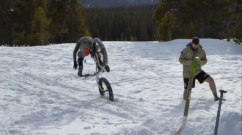 Jumping some fat bikes at the Hut.