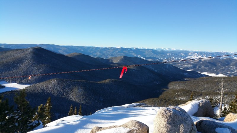 2 Humps as seen from the top of Monarch Mountain Ski Area - ski lines are on the shaded slope seen above the rope.