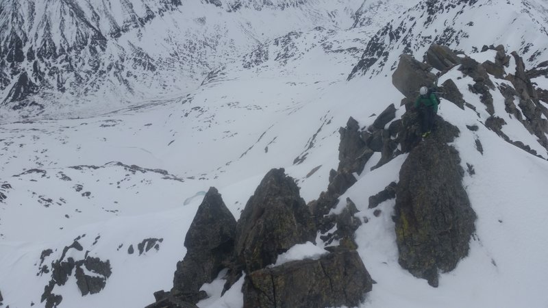 Traversing the ridge to the summit