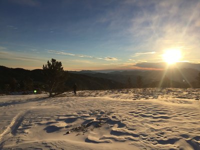 Some wind scouring on the upper slopes of Caribou Hill.