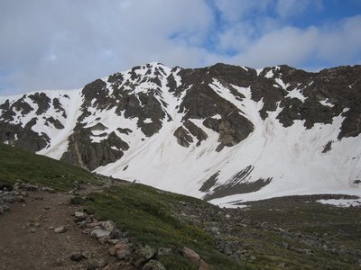 Dead Dog Couloir can still hold snow into spring.