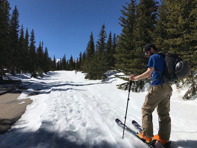 We head out on Brainard Lake Road on a bluebird March day.