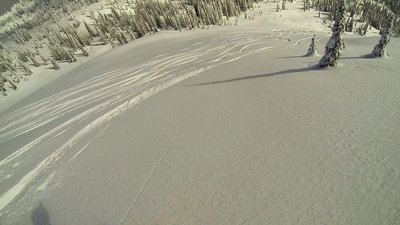 Deep powder awaits as we carve up the main pitch of Northeast Hoover.