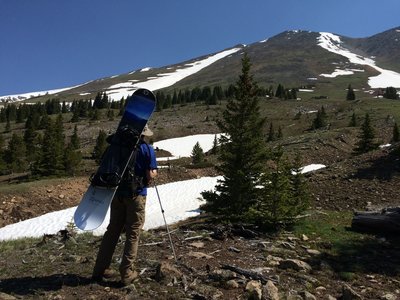 The 740 Snowfield awaits above his board.