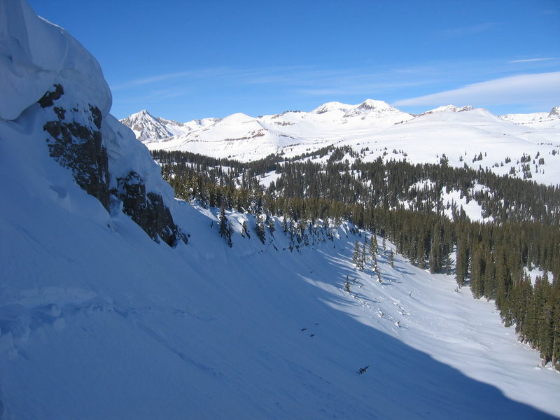 Looking west from the top of the skin track.