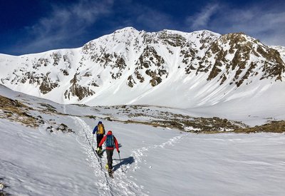 Approaching Torreys Peak with a view of the East Face and Dead Dog.