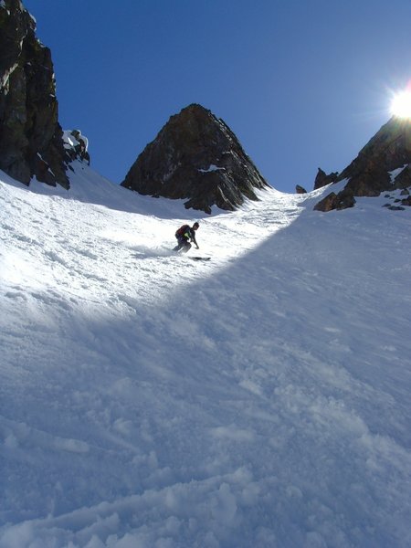 Breakfast Couloir can ski well into late May.