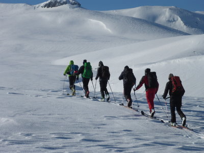 Breaking trail on the way.