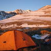 Setting up camp on Mount Aragats.
