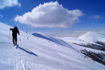 Climbing the side of Mount Ara.
