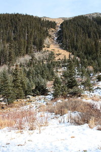 The Bong Chute from the Williams Lake trail, January 5, 2018 ~ during the driest Winter in this region for several decades