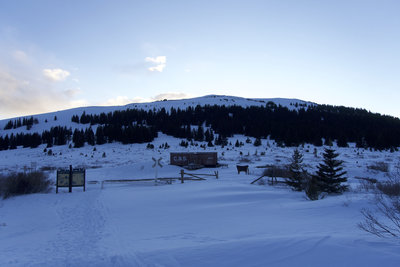 Looking at the slope from the hut