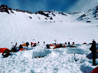 At Helen Lake looking up at the Red Banks
