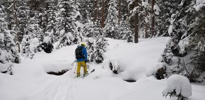 John V navigating the flats near the Frazier River and the 7 Mile Trail/Ski Run