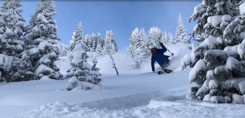 Kevin Gillest skiing The Shoulder - Line A, Dec 9 2018