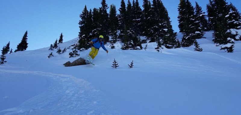 John V skiing the Roberts Creek Shoulder, just above the mouth of the Creek Bed Dec 15, 2018