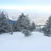 The view West from the top of Black's Peak Apron ski run.  Ski through the trees to reach the apron.