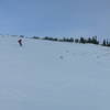 Skiing down the pass in bullet proof conditions.