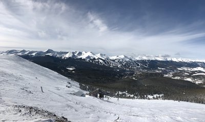 Top of skin track looking at towards Breckenridge.
