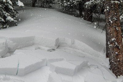 Small avalanche pockets are scattered across the lower slopes in Long Canyon