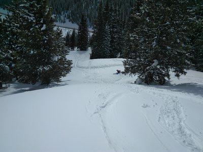 Heather face planting in heavy wet spring snow!