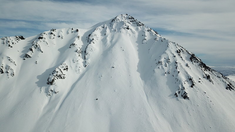 North Face Canwell Pk. Look for ski/snowboard tracks for scale. Photo by Phillip Wilson.