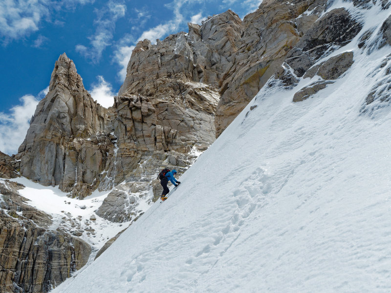 East Couloir under icy, unskiable conditions