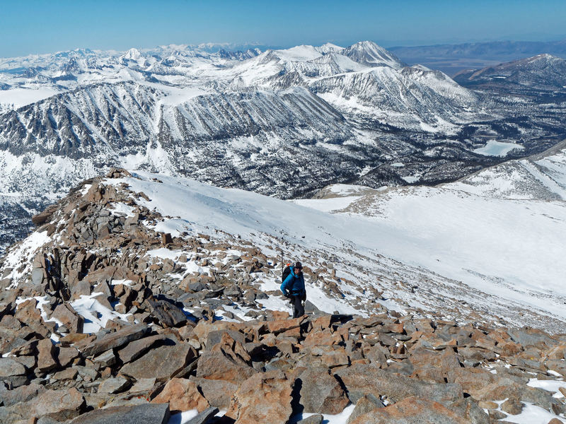 On the summit ridge during a low-snow year