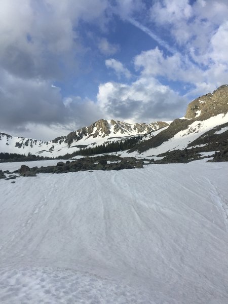 Deception Couloir in the center, from William's Lake