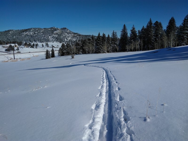 An ascending traverse of the old ski run.