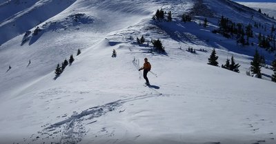 Leaving the skin track from Roberts, right turn to the Flora funnel.