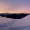 Sunrise panoramic view from the hut deck looking south towards Leadville.