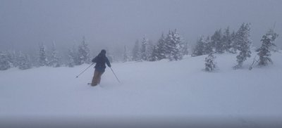 John V dropping in from the end of the Roberts Creek approach trail