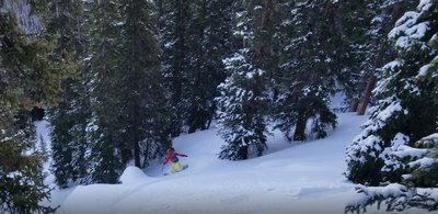 Carl Pluim skiing "Parking Lot Glades" at First Creek on Berthoud Pass
