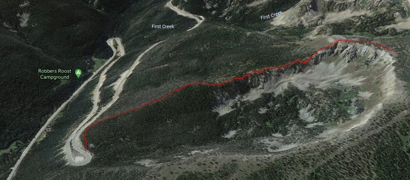 Google Earth 3D picture of the actual GPS file, this depicts the entire Zero Creek Approach