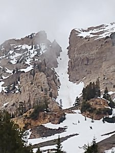 This is Temple Couloir with some peeps in it as the fog was rolling in and getting thicker and thicker by the minute.